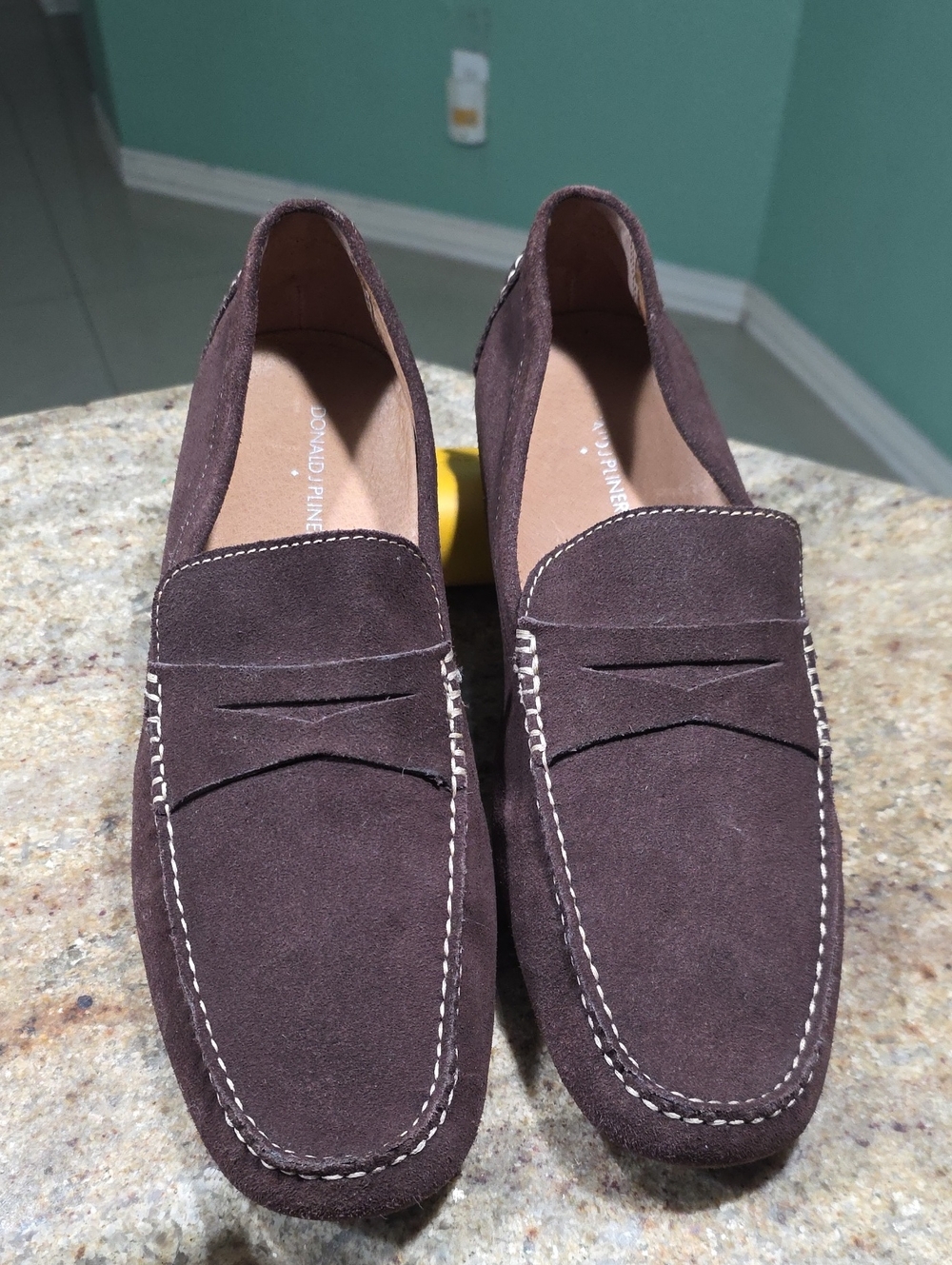 Donald J Pliner Vinco Brown Suede Penny Loafers Size US 10.5